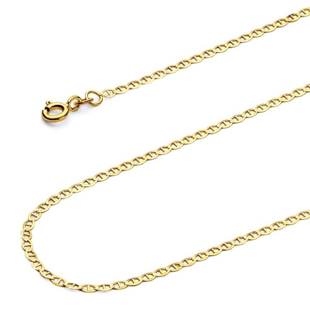 14k Real Gold 1.4mm Flat Mariner Chain necklace16” |Italian chain | Italian Gold